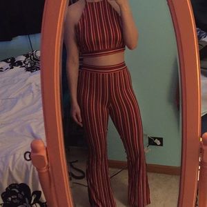 Striped crop top and bell bottom combo